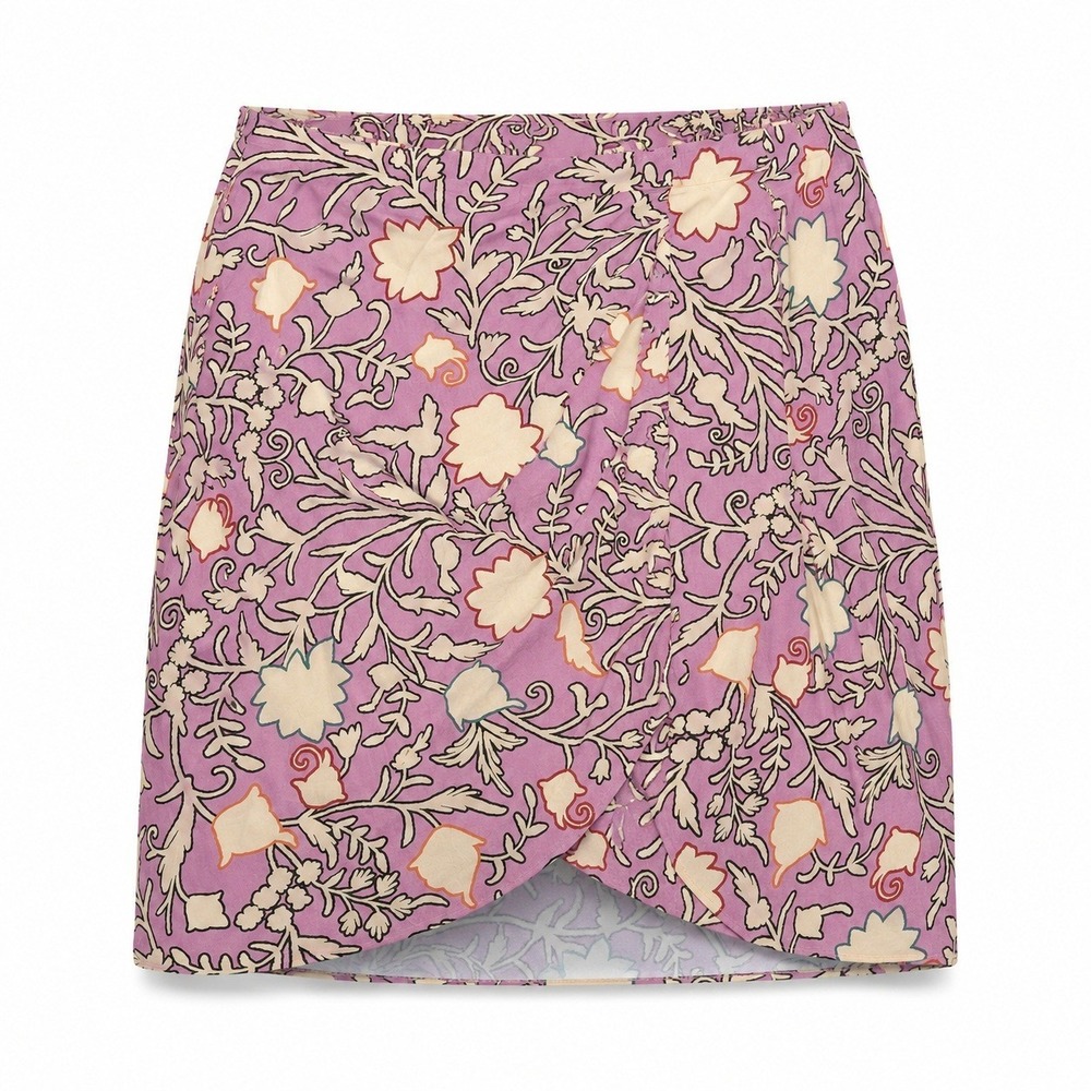 Knox Rose Skirt Womens XXL Pale Purple Floral Elastic Waist Wrap Front Tulip Hem